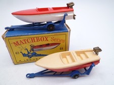 VINTAGE MATCHBOX LESNEY No.48b SPORTS BOAT & TRAILER x2 / ONE ORIGINAL BOX 1961