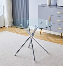 Dining Table, 90cm Glass Top