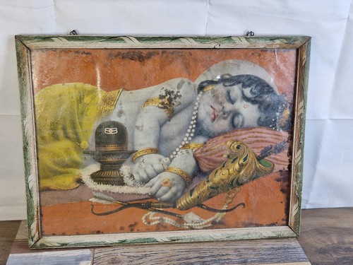 Vintage framed baby krishna - baby,