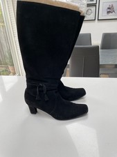 M and S black real suede boots. Wide calf size 7. 