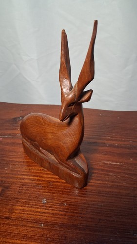 Vintage carved wooden - vintage, deer