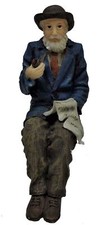 Melody Jane Dolls House Old Man with Pipe Sitting 1:12 People Resin Figure