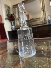 antique hand blown 18th century painted enameled glass liquor decanter bottle