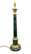 Green Marble & Gilt Ormolu Column Lamp Vintage Classical Substantial 62cm 5kgs