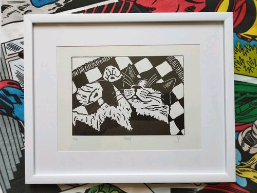 Black white cat print - &,