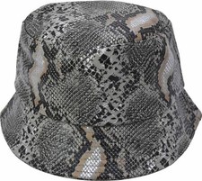 Ladies PVC Golf Grey Snake Print Bucket Rain Hat Rain Proof One Size New 100% PU