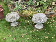 Vintage Reconstituted Stone / Concrete Planter On Pedestal X 2
