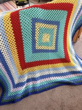 Hand crocheted granny blanket - hand,