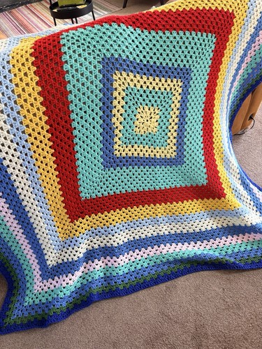 Hand crocheted granny blanket - granny,