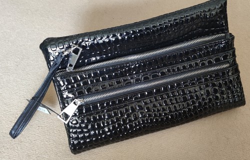 Embossed clutch handbag black - embossed,