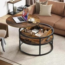 Rustic Wooden Coffee Table with Storage Lift Up Top Coffee Table for Living Room