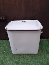 Vintage Enamel Bread Bin White