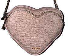 ALDO Heart Kiss Cross-Back Purse | Light Pink | Gold Chain Strap | Zippers | NEW