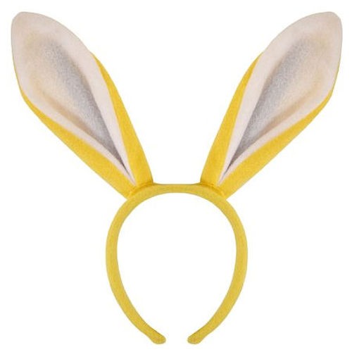 Yellow bunny ears headband - on,