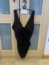 M&S BLACK MAGIC SHAPING PLUNGE SWIMMING COSTUME SWIMSUIT  UK 20 LONGER LENGTH 