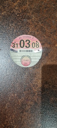 Car tax disc - 03, 2008