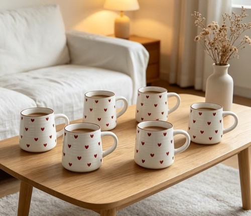 Cute love heart mugs 200ml - mugs, set