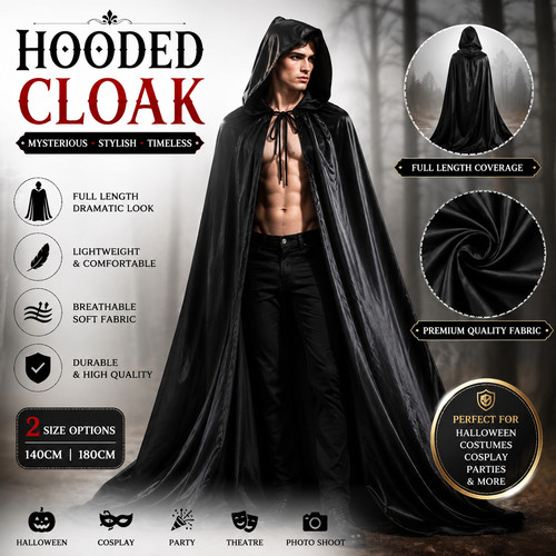 Halloween hooded cloak - hooded,