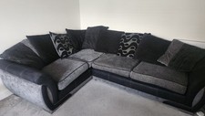 Black & Grey Corner 6 Seater DfS Sofa & Large Swivel Chair