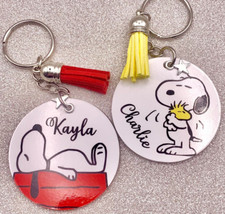 Snoopy Inspired personalised keyring. Handmade novelty gift! X1 Keyring