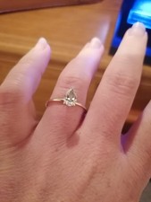 Pear shaped diamond yellow gold size P Engagement ring