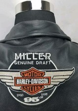 HARLEY-DAVIDSON 95TH ANNIVERSARY 1903-1998 XL MENS BLK LEATHER JACKET,, MINT