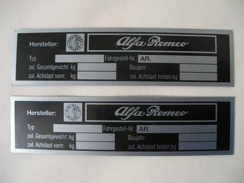 Alfa romeo 105 type plate - 2x,