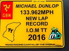 Rare Signed IOM Michael Dunlop New Lap Record IOM T.T 2016 Plaque 9"x9"