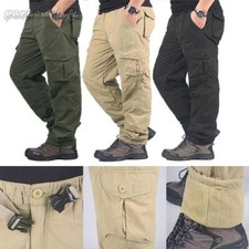 Mens Pants Winter Work Trousers Warm Thermal Fleece Lined Tactical Cargo Combat