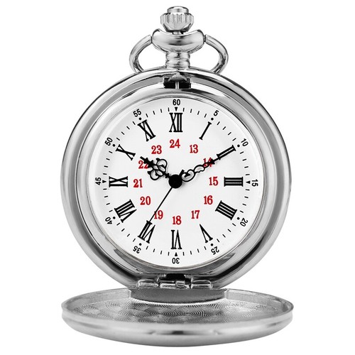 Silver pocket watch dual - silver,