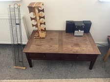 Coffee Table with Drawers Cd/Radio Small Wine Holder and Cd Rack Black