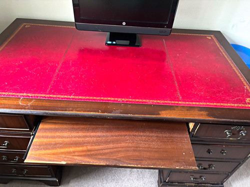Dark wood pedestal - wood, desk