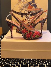 Betsy Johnson Leopard Rose Heels UK 5 Animal Print & Slight Platform Shoe Sandal