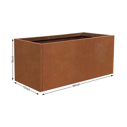 Corten steel planter large - corten,