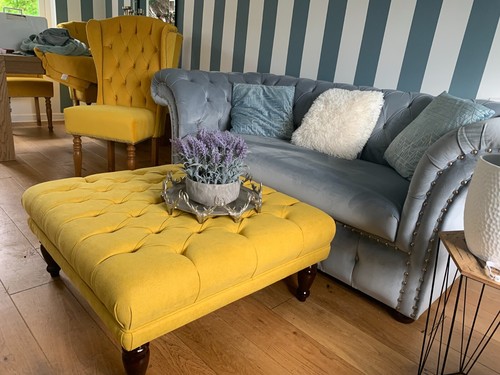 Large yellow footstool - yellow,