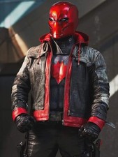 Men's Leather Redhood Cosplay Vest Arkham Knight Costume Jacket