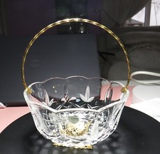 Vintage Killarney Crystal Ireland Fluted Basket Bowl With 22 Carat Gold Finished