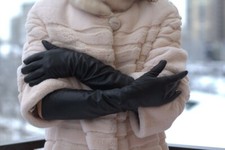 Long genuine leather gloves