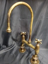 SHANKS AGED PATINA BRASS KITCHEN MIXER TAP, IDEAL BELFAST SINK, FIXED SPOUT 