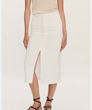 Mango Midi Skirt Denim, White