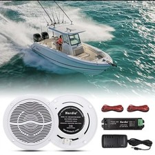 2 x Herdio 6.5" Outdoor Boat Bluetooth Marine Speakers Waterproof W/ Amplifier