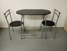 Small Dining Table 2 Chairs Set Space Saving Table Vinyl Top And Metal Frame