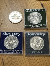 Guernsey Commemorative Coins Lot Of 4 1977 To 1988 3x£2 Pound Coins & 1x25p