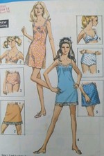 Vintage 1970s Simplicity 8750 Slip Bra Panties Printed Sewing Pattern B36"