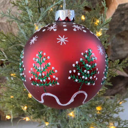 8cm red glass christmas tree - christmas,