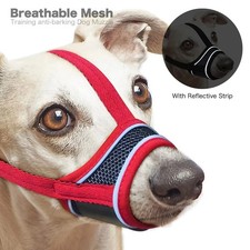 Adjustable Soft Dog Muzzle with Reflective Strip – Breathable Anti Bark