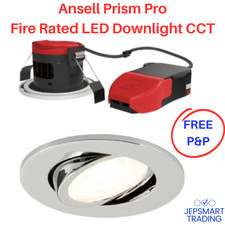 ANSELL PRISM PRO Fire-Rated LED Downlight IP20 Chrome Bezel CCT APRILEDP/G/CH