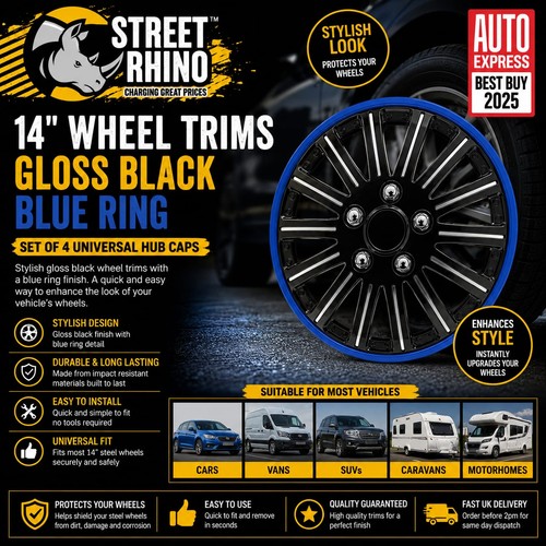 Wheel trims gloss black - 14",