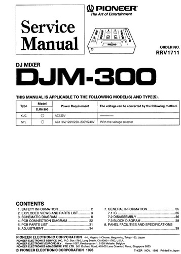 Pioneer djm300 service - -,