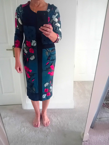 Jigsaw navy floral line midi - navy, a-line